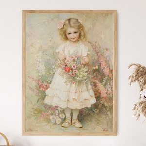Young Girl in a Frilly White Dress, Maud Humphrey Inspired Giclee Print, Classic Art with Child Motif