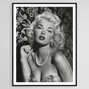 Jayne Mansfield Vintage Print, Stunning Hollywood Icon, Wall Art Decor, Unique Celebrity Gift