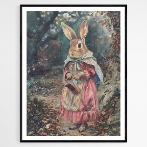 Impresión de conejo inspirada en Beatrix Potter, encantadoras obras de arte para la habitación de los niños, regalo ideal para la guardería del bebé