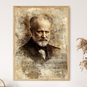 Pyotr Ilyich Tchaikovsky Portrait Print, Russian Composer Wall Art