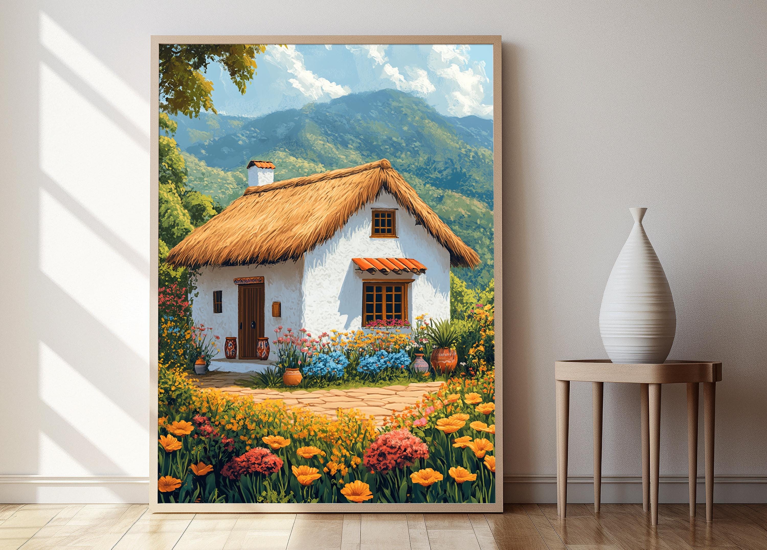 Honduran Village House Art Print: Lenca Pottery & Countryside