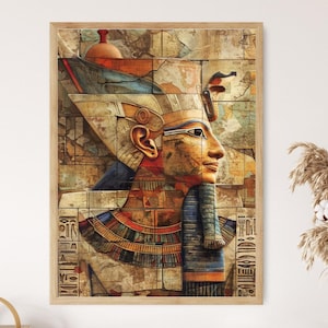 Pharaonic Mural Art Print - Regal Egyptian Aesthetic - Living Room Masterpiece - Art Connoisseur Gift