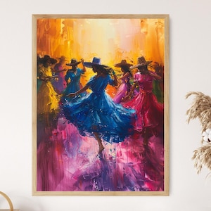 Dynamic Bomba and Plena Dance Painting, Puerto Rican Tradition and Rhythm