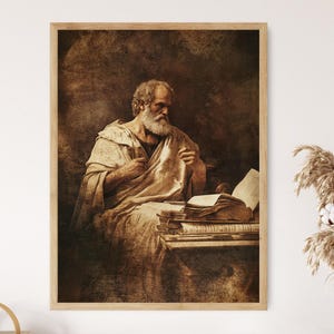 Aristotle Portrait Art Print, Classical Greek Philosopher, Ancient Scholar Wall Decor