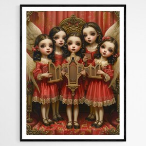 Coro de Ángeles Bellas Artes Impresión - Hermoso cartel musical, decoración de pared perfecta, encantador regalo de guardería