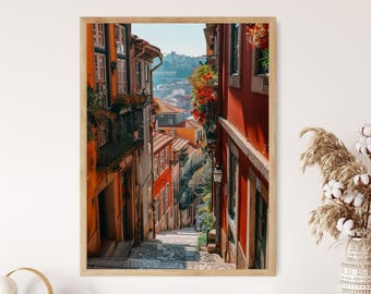 Porto Cityscape Art Print: Portugal Travel Poster, Living Room Decor