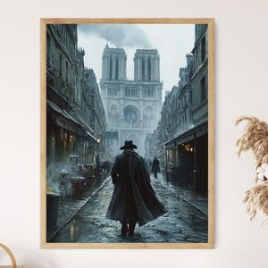 Les Misérables Art Print, Jean Valjean en París, Decoración de literatura francesa