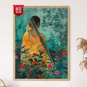 Jamdani Sari Art Print: Bengali Textile, South Asian Decor