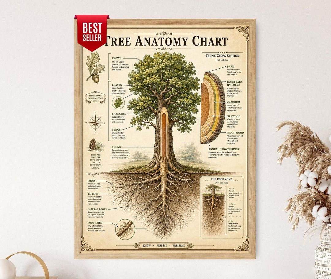 Tree Anatomy Chart, Botanical Science Poster, Nature Study Wall Art - Etsy