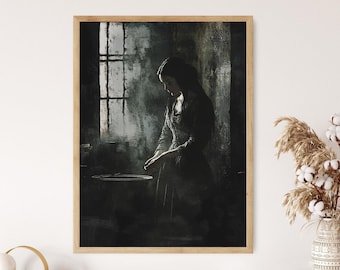 Lady Macbeth Handwashing Art Print, Dark Shakespearean Scene