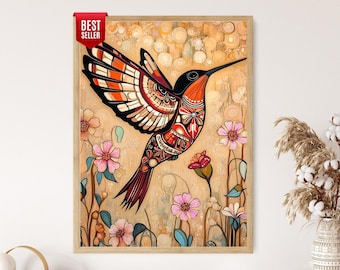 Kunstprint Haida Hummingbird: inheemse vormen, vreugde en liefde