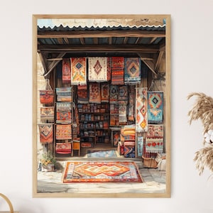 Impression d'art Homs Textile Shop, affiche décorative artisanale syrienne