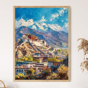 Impresión del Palacio de Potala, Lhasa, Tíbet, Arquitectura antigua, Patrimonio cultural