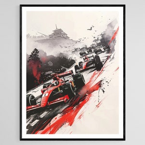 Formula 1 Japan Poster, Vibrant F1 Race Art Print, Stylish Home Decor, Ideal Birthday Gift for Car Lovers