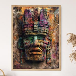 Aztec Motif Art Print, Elegant Pre-Columbian Design, Sophisticated Wall Decor, Collector&#39;s Gift Item