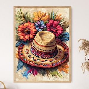 Chilean Chamanto and Huaso Hat Illustration Art Print, Traditional Rodeo Attire Poster, South American Cultural Clothing Wall Decor