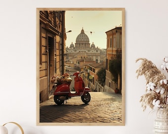 Rome Moped Art Print: Italian Cityscape Photography