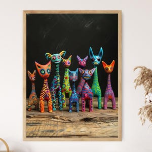 Alebrije Figures Art Print, Colorful Mexican Folk Art, Home Wall Art, Special Handmade Gift