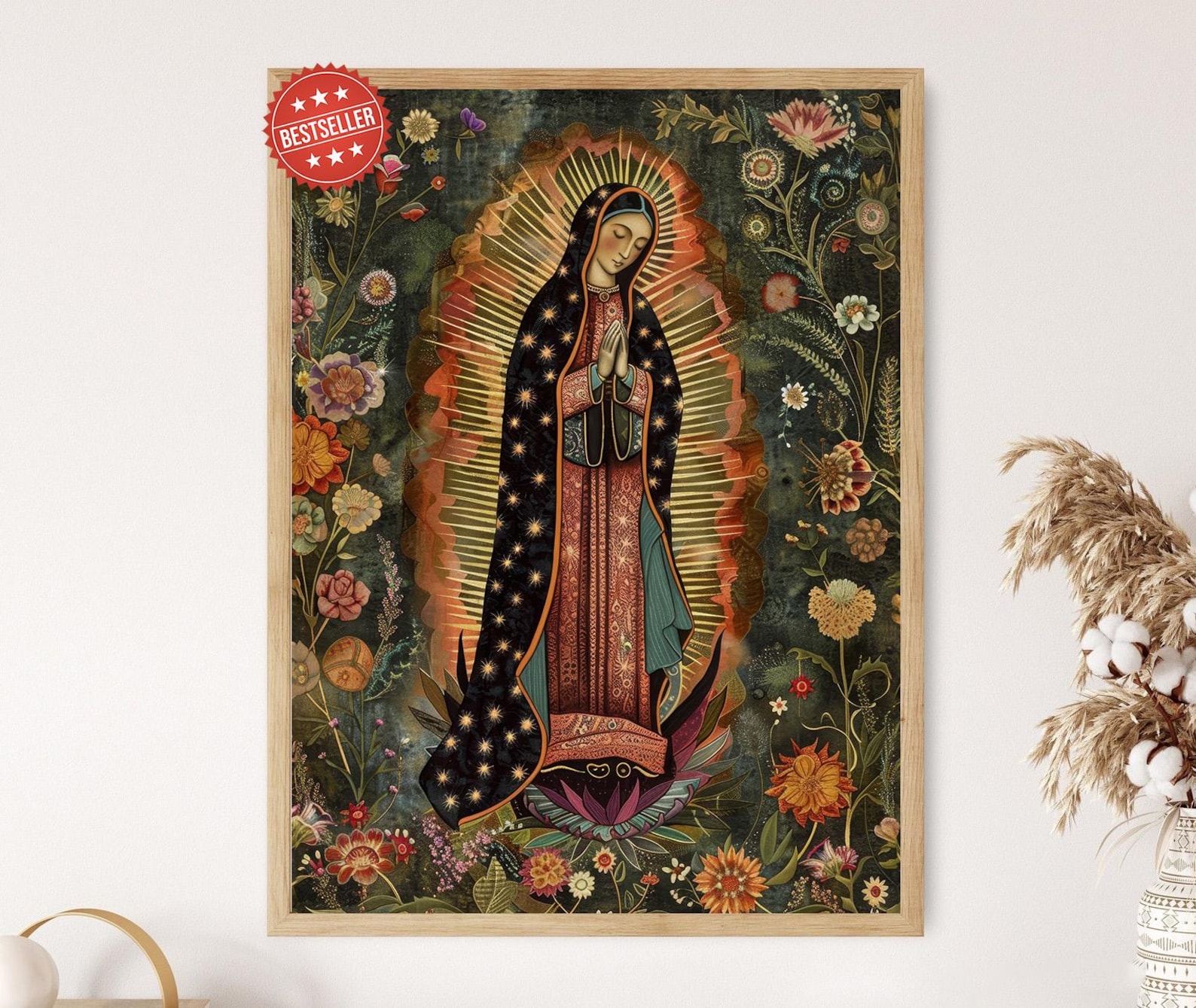 Our Lady of Guadalupe Art Print, Colorful Religious Wall Décor ...