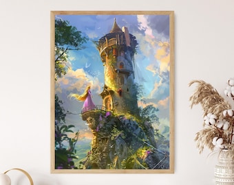 Rapunzel Art Print: Enchanting Princess Nursery Decor