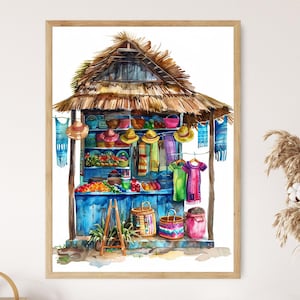 Dominikanische Souvenir-Shop, Aquarellmalerei