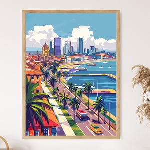 Impresión de arte de Luanda Angola, Bahía de Luanda y Fortaleza de São Miguel