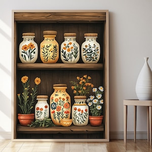 Bulgarische Keramik Gewürzdosen Kunstdruck, Traditionelles Küchen Dekor Poster