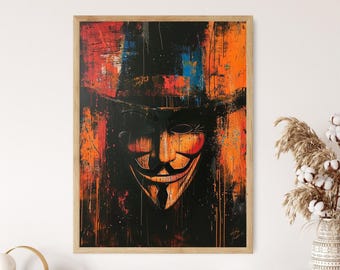 Anonym mask-affisch: Dystopisk cyberpunk-väggkonst