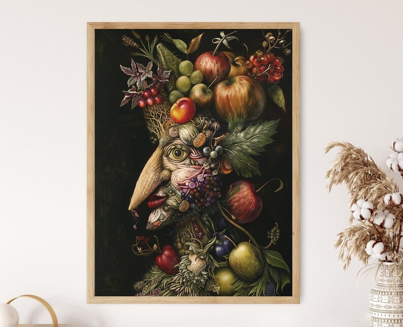 Arcimboldo Inspired Still Life Print, Surrealist Fruit Composition, Art ...