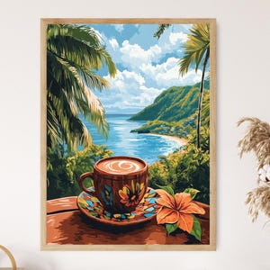 Hot Chocolate in Roseau, Dominica Cultural Art, Rainforest Scene Print