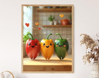 原画】元気がもらえる野菜の絵 A4 1点もの 顔彩絵の具 ささげ豆