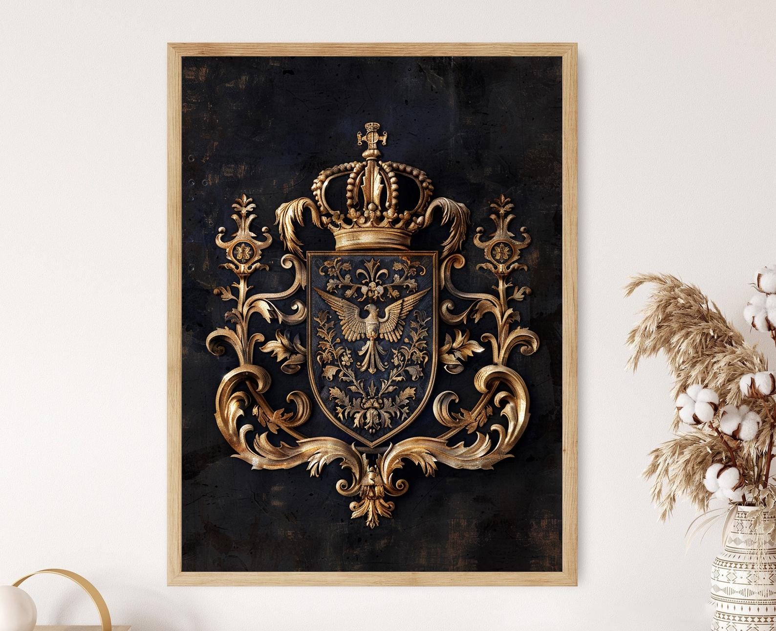 ヴィンテージのフランス紋章プリント：エレガントな紋章壁アート