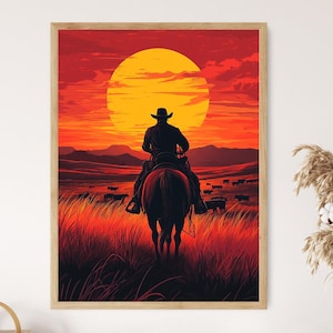 Argentine Gaucho on Horse Illustration, Pampas Grasslands Art Print, Cultural Decor