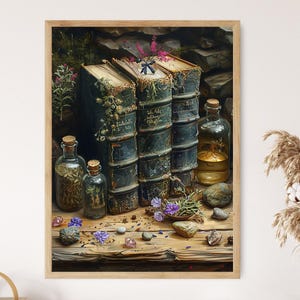 Wiccan Altar Painting: Mystical Spellbook Art