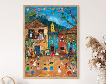 伝統的なフェスタジュニーナフェスティバルプリント、活気のある