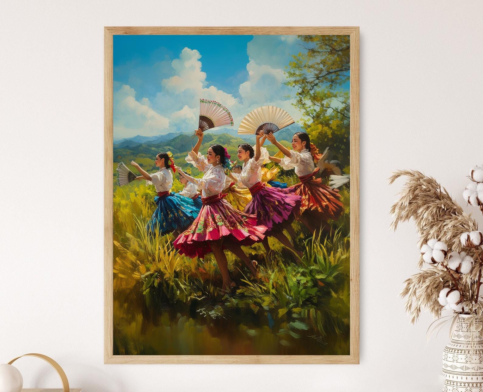 Cariñosa Dance Art Print, Traditional Filipino Folk Dance