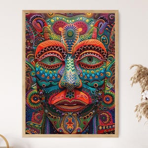 Authentic Huichol Art Print, Intricate Bead Pattern, Folk Art for Home