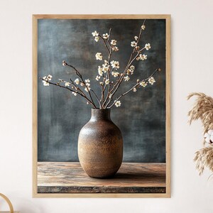 Illustration av en keramikvas av Mingei med vilda grenar