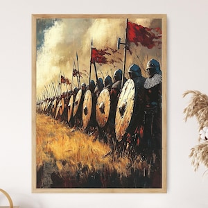 Battle of Hastings 1066, Anglo-Saxon Shield Wall, Historic War Art Print