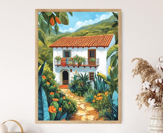 Salvadoran Countryside House Art Print: Flor De Izote, Rustic