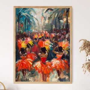 Exotisches Karneval in Rio Poster, authentischer Samba Tänzer Kunstdruck, brasilianisches Festival Dekor, Exquisites Geschenk für Reiseliebhaber