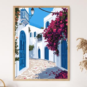 Sidi Bou Said Art Print, Blue and White Tunisian Village