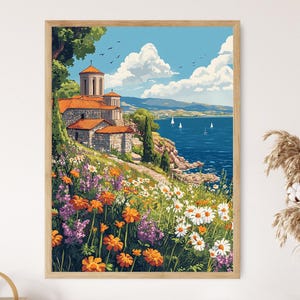 Lake Sevan Art Print, Armenian Monastery Landscape