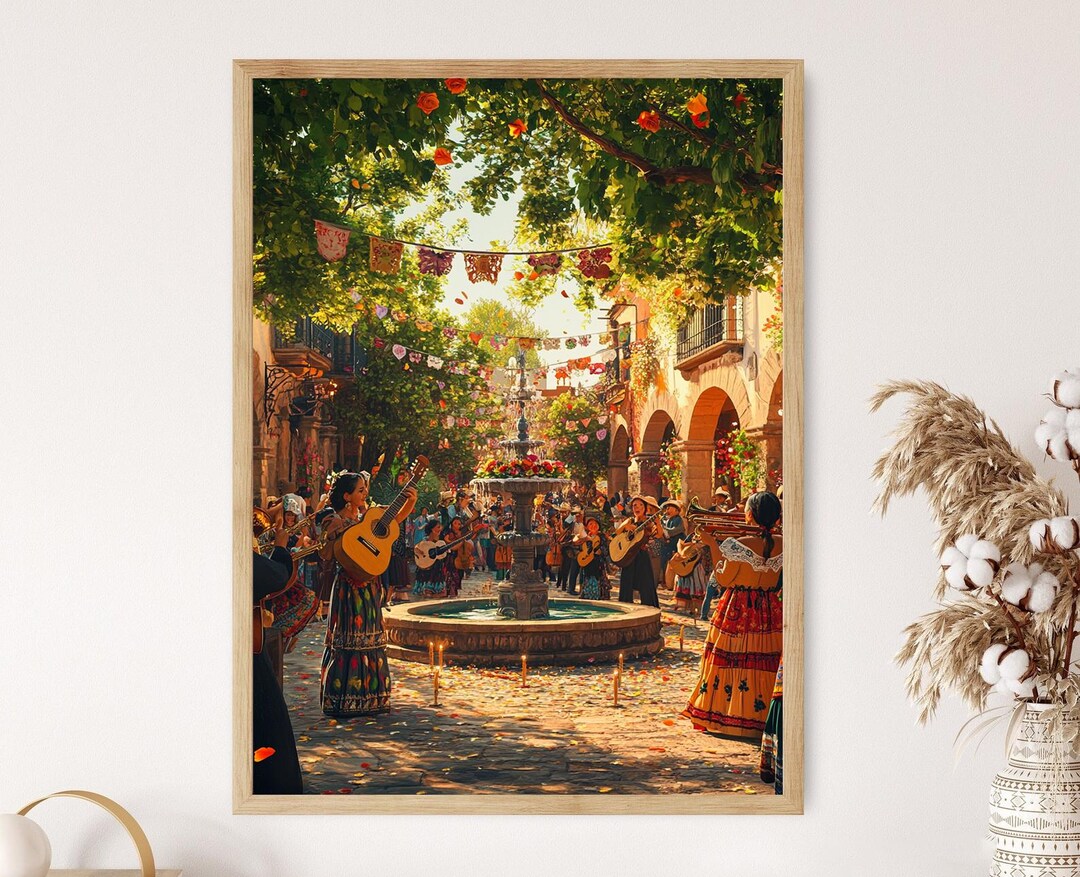 Mexican Plaza Illustration, Día De La Candelaria Folk Dancers ...