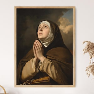 Impression d&#39;art Sainte Anne, oeuvre d&#39;art chrétienne dévotionnelle, décoration murale spirituelle, Illustration de Saint catholique