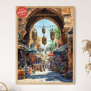 Beirut Souk Marketplace Art Print, Lebanese Cultural Decor Poster