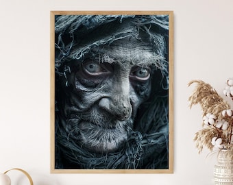 Baba Yaga Art Print: Slavic Folklore Portrait, Mythical Decor
