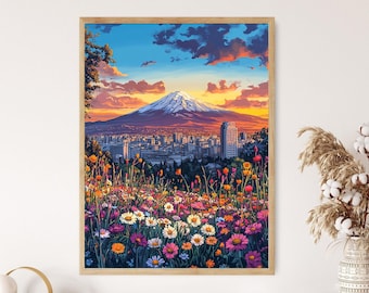 エレバンの街並みのアートプリント、アララト山の夕日の眺め - Etsy 日本