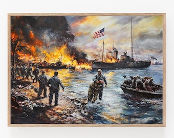 USS Arizona Explosion, Pearl Harbor 1941, Historic WWII War Art
