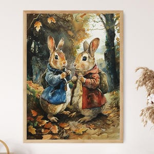 El cuento de Peter Rabbit, póster inspirado en Beatrix Potter, arte original para la sala de juegos, regalo único para la hora del cuento.